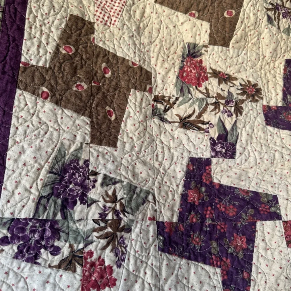 Handmade Patchwork Floral Quilt Blanket 54